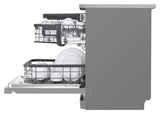 LG 15 Place Setting Dishwasher for Indian Utensils|Cleans Kadhai & Pressure Cooker|TrueSteam & QuadWash Technology|Inverter| Freestanding Dishwasher with Auto Open Door & WiFi (DFB435FV, Prime Silver)