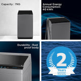 MA100W70/G-IN, Midea FATL 7.0 KG, MA100 SERIES, SILVER COLOR (open Box Like New)