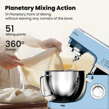 INALSA Stand Mixer 1200W|Pure Copper Motor|5.3L SS Bowl With Splash Guard|Metal Gears for Extra Durability|Accessories Included|Dishwasher Safe|Baking,Cake Mixer,Kneading-Kratos Plus (Blue)