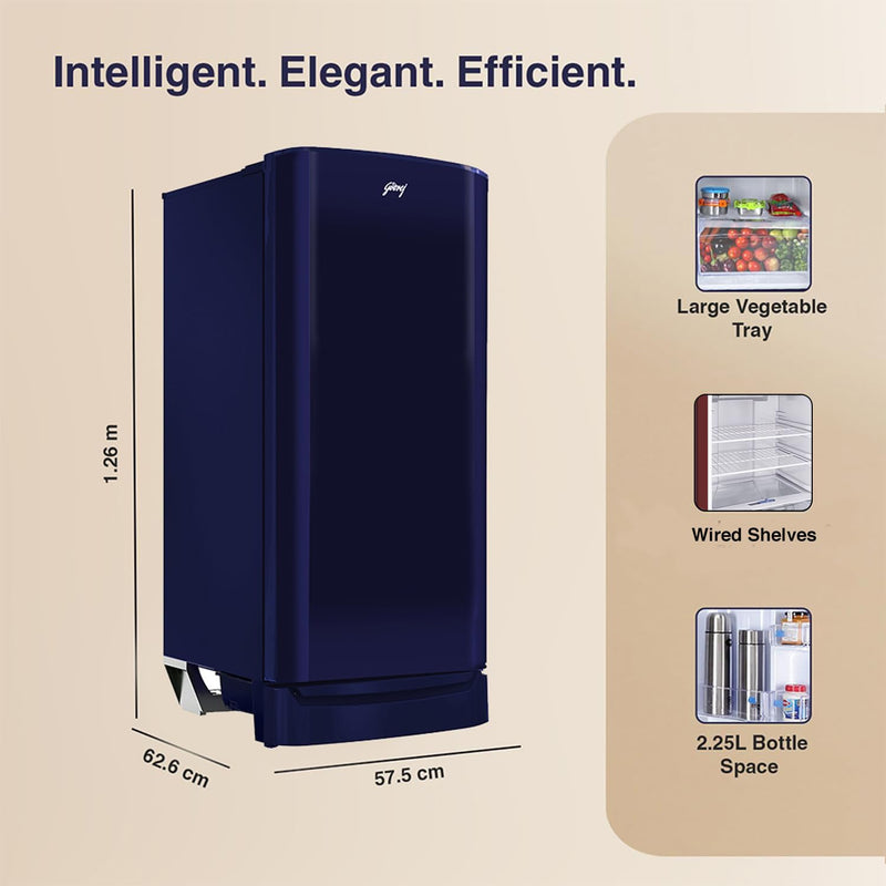 Godrej 183 L 3 Star Single Door Refrigerator (RD R190C WRF NY BL, Navy Blue)