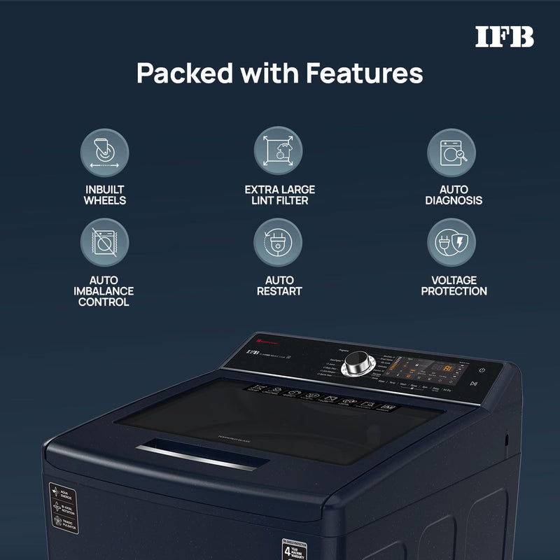 IFB 10 kg 5 Star with DeepClean Technology, PowerSteam, AI Powered,Aqua Energie Fully Automatic Top Load Washing Machine with In-built Heater Grey, Black (TL-S4RBS 10.0 KG AQUA)