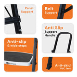 BonKaso Premium Alloy Steel Heavy Duty Multipurpose Foldable 6 Step Ladder with Connecting Frame & Belt Support for Home and Outdoor - (Black)