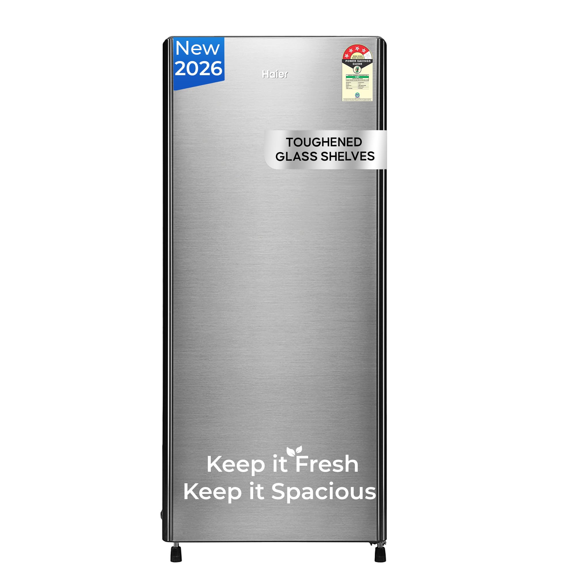 Haier 190 L 4 Star Direct Cool Inverter Single Door Refrigerator with Fast Ice Making, Easy Clean Back, Large Vegetable Box (HED-205DSA-P, Dazzle Steel, 2026 Model)