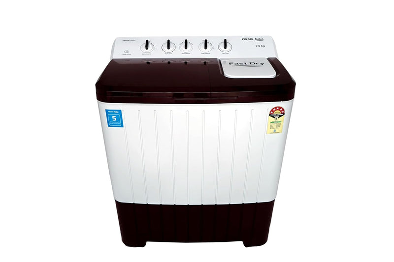 Voltas Beko by A Tata Product 7 kg 5 Star Semi Automatic Top Load Washing Machine Burgundy 2024 (WM- WTT70UHA/BRSSWH)