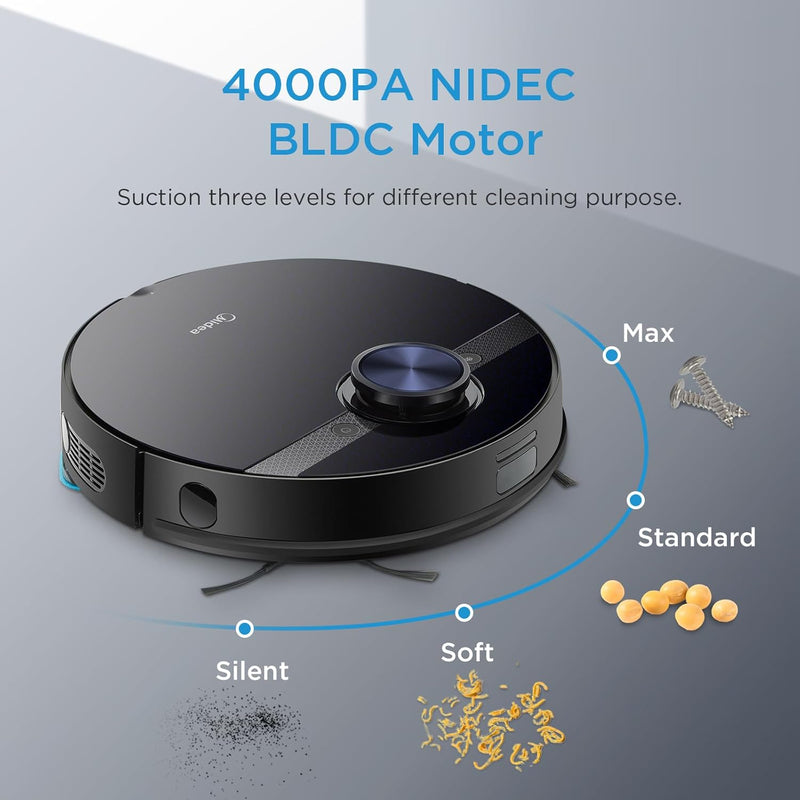 Midea M7 Robotic Vacuum Cleaner |Wet & Dry | BLDC Motor | 4000Pa Suction| 5Th Gen Lidar Navigation 30 Set Sensors |Auto Return Charge| Alexa & Google Enabled, 180 Minutes, Black