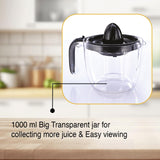 Usha Citrus Press 30 Watt (1.0 L) Juicer 2 two pulp filters & 2 year warranty (Black)