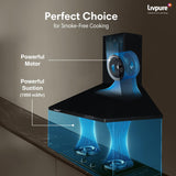 Livpure Alder Neo 60 cm | Pyramid | 1050 m³/hr Suction | Baffle Filter | Push Button Control | Low Noise |Black