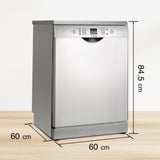 Bosch 13 Place Setting, EcoSilence Drive, Hygiene plus certified with Intensive Kadhai program, Free Standing Dishwasher, World No.1 Brand in Dishwasher (SMS66GI01I, Silver Inox, Inbuilt heater)