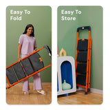 BonKaso Premium Steel Multipurpose Climb Easy Anti-Slip 6-Step Foldable Ladder with Safety Clutch Lock, Support Handle and Tool Tray for Home - (Orang