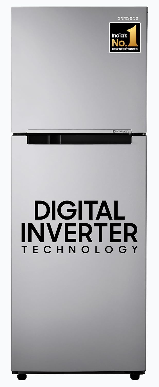 Samsung 236 L, 3 Star, Digital Inverter, Frost Free Double Door Refrigerator (RT28C3053S8/HL, Silver, Elegant Inox)