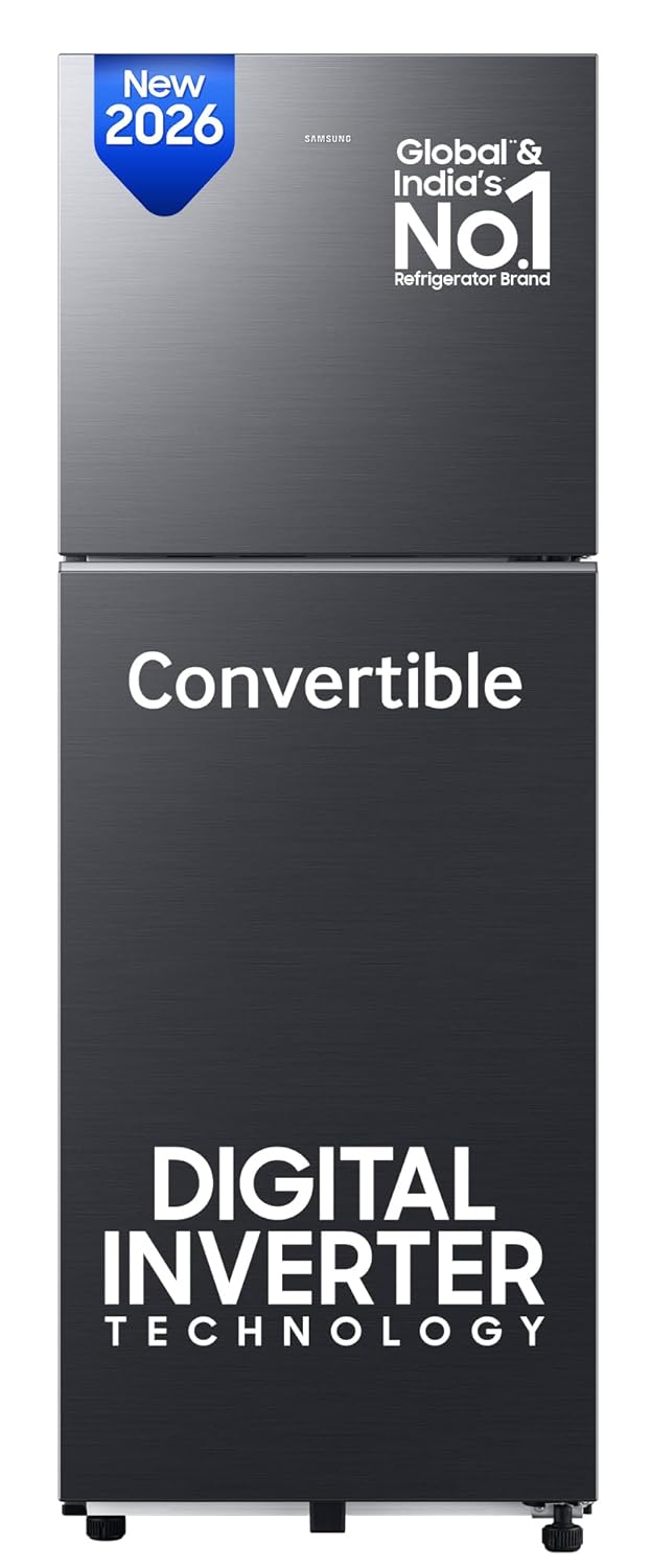 Samsung 236 L, 3 Star, Convertible, Digital Inverter Frost Free Double Door Refrigerator (RT40H28U3FHL, Black DOI, )