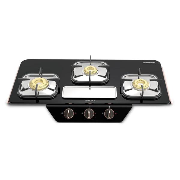 BAJAJ GF8 Frameless with 1 Jumbo Glass C Manual Gas Stove  (3 Burners)