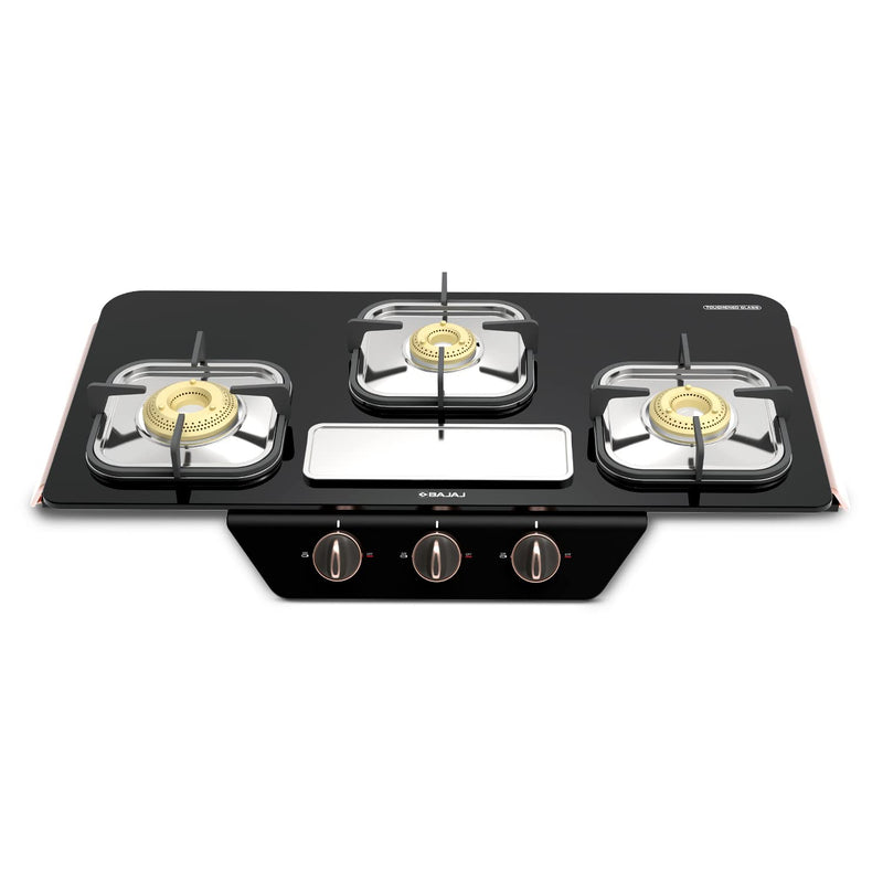 BAJAJ GF8 Frameless with 1 Jumbo Glass C Manual Gas Stove  (3 Burners)