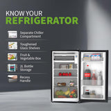 SHARP 92 L 2 Star Mini Direct Cool Single Door Refrigerator |Japan 7 Shields Protection|Vegetable Box| Toughened Glass shelves I (Metal Black, SJ-MRW1)