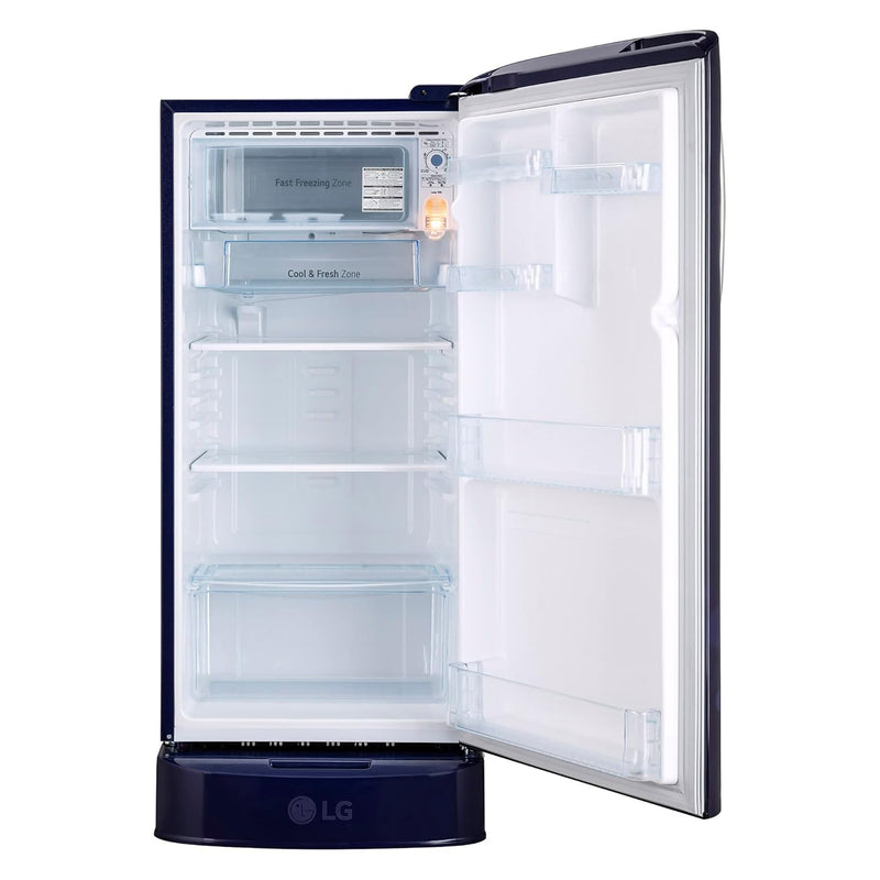 LG 185 L 5 Star Inverter DirectCool Single Door Refrigerator GLD201ABEU Blue Euphoria Base stand with drawer