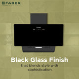 Faber Hood Trendy 90cm 1500 m³/hr BLDC Autoclean Slant Shape Chimney | Built In Oil Collector | Touch & Gesture Control | TRENDY IN BLDC HCSCFL BK 90