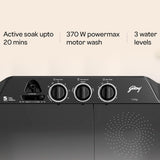 Godrej 7 Kg 5 Star, Active Soak Technology, 370 W PowerMax Wash For Heavy Laundry Wash, Toughened Glass Lid, Semi Automatic Top Load Washing Machine (WS EDGE CLS 70 5.0 PN2 GPGR, Graphite Grey)