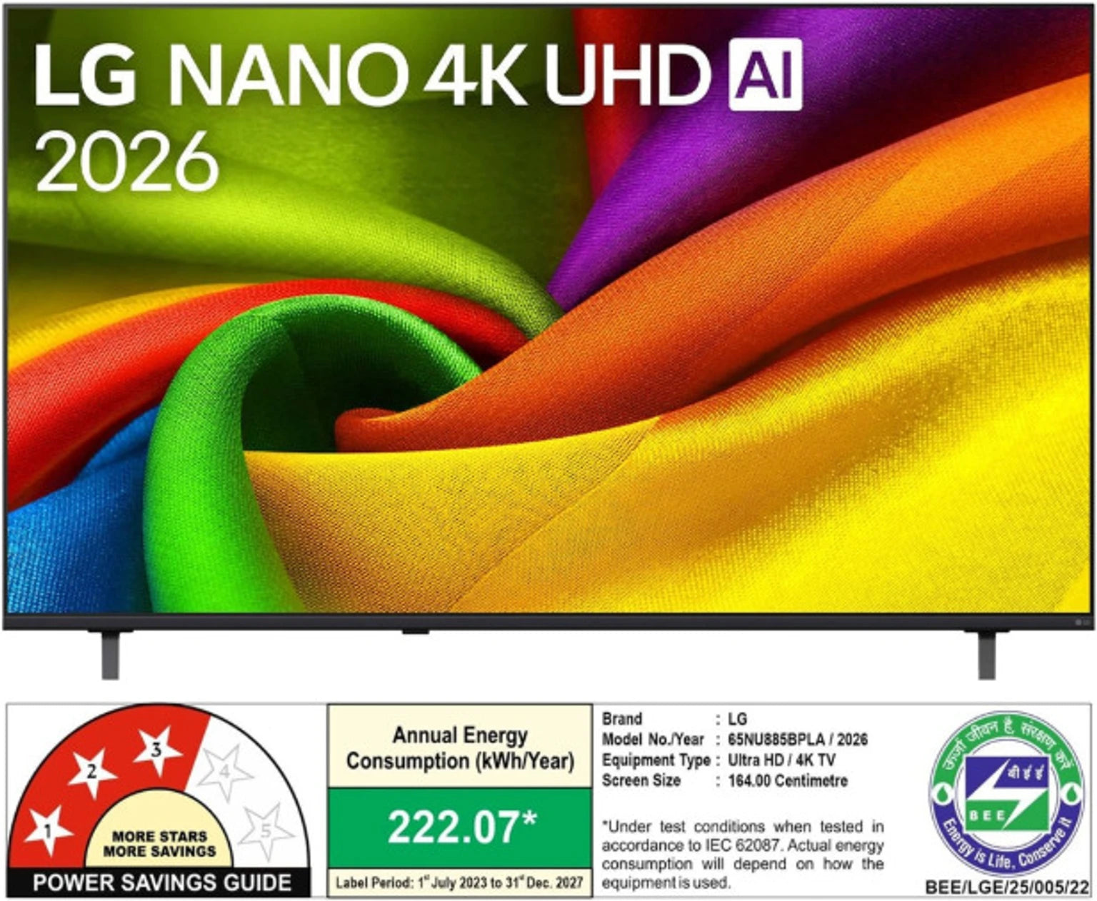 LG 164 cm (65 inch) Ultra HD (4K) NanoCell Smart WebOS TV 2026 Edition with NANO 4K AI UHD TV 65NU885BPLA with α7 AI Processor 4K Gen9, with HDR10 Pro 2026 (65NU885BPLA)