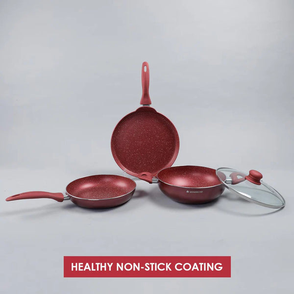 Wonderchef Garnet 4 Pcs Cookware Set Red