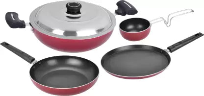 Renberg Orchid Non-Stick Coated Cookware Set (Aluminium, 4 - Piece)