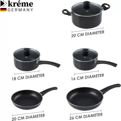 Kreme 5pcs Set Combo Non-Stick Coated Cookware Set