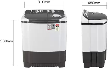 LG 7 Kg 5 Star Wind Jet Dry Semi-Automatic Top Loading Washing Machine (P7020NGAZ, Dark Gray, Rat Away Feature)