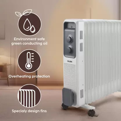 Glen HA 7011 11 FIN Electric Oil Filled Radiator bed Room Heater ISI Certified Oil Filled Room Heater