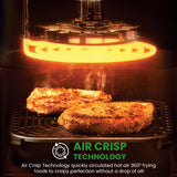 INALSA Non-Toxic Ceramic Coated Air fryer 5.5 L&1600 W Power|No PTFE,PFAS,PFOA &Microplastics|Visible Window|Digital Touch Panel,8 Presets|Low Oil Healthy Cooking, Tasty Fry CDW 5.5