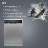 IFB 15 Place Freestanding Dishwasher with DeepClean® Technology, 3rd Cutlery Tray, 70°C Hot Water Wash, Turbo Drying, Anti-Bacterial Filter, Perfect for Indian Utensils (Neptune VX15, Dark Silver)