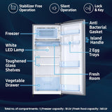 Samsung 183 L, 3 Star, Digital Inverter, Direct-Cool Single Door Refrigerator (RR20H1Y23S8/HL, Silver, Elegant Inox, Single Touch Defrost, )