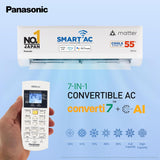 Panasonic 1.0 Ton 5 Star Premium Wi-Fi Inverter Smart Split AC (Matter Enabled, Higher Airflow, Copper Condenser, 7in1 Convertible, True AI, 4-Way, PM 0.1 Filter, CS/CU-NU12AKY5W, White)