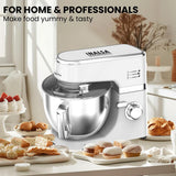 INALSA Stand Mixer 1200W|Pure Copper Motor|5.3L SS Bowl With Splash Guard|Metal Gears for Extra Durability|Accessories Included|Dishwasher Safe|Baking,Cake Mixer,Kneading-Kratos Plus (White)