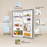 Haier 190 L 3 Star Direct Cool Single Door Refrigerator with Fast Ice Making, Easy Clean Back, Large Vegetable Box (HED-203TDSA-N, Dazzle Steel, )