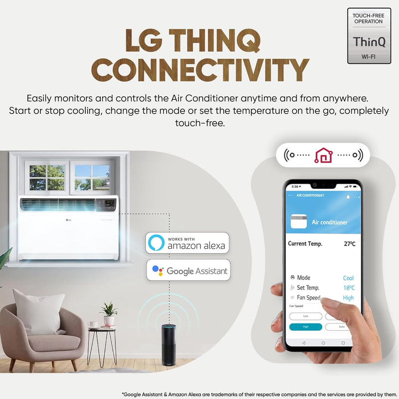 LG 1.5 Ton 5 Star Wi-Fi DUAL Inverter Window AC ( UW-Q18WWZA, White)