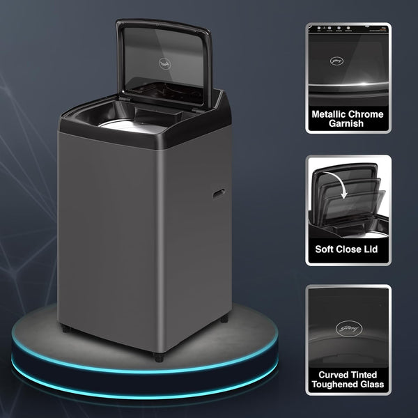 Godrej 7.5 Kg 5 Star Zero Pressure Technology Fully-Automatic Top Load Washing Machine Appliance (WTEON VLVT 75 5.0 FDTN MTBK) (Touched Up)