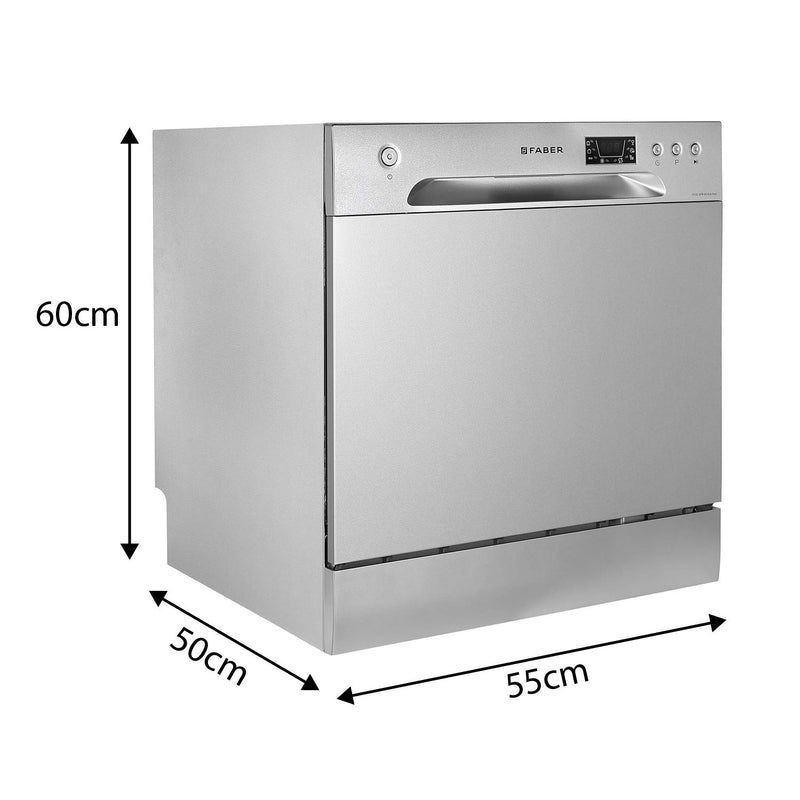 Faber 8 Place Dishwasher | 6 Wash Programs |Adjustable Upper Rack & Cutlery Tray | 8L Water/Cycle| FFSD 6PR 8S Ace Inox