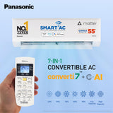 Panasonic 1.5 Ton 3 Star Premium Wi-Fi Inverter Smart Split AC (Matter Enabled, Higher Airflow, Copper Condenser, 7in1 Convertible, True AI, 2-Way, PM 0.1 Filter, CS/CU-SU18AKY3W, White)