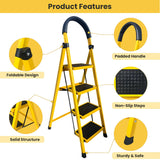 Asian Paints TruCare 4-Steps Trendy Steel Ladder, Foldable Ladder for Home & Office use, Durable, Wide, Anti-Skid, Lightweight & Easy to Carry, with 5