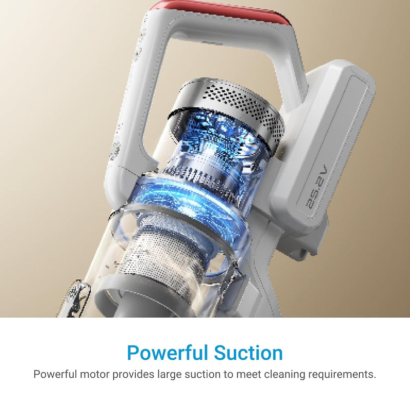 Midea 18P Cordless Vacuum Cleaner with BLDC Motor, Stand, 5-Stage HEPA Filtration, LED Light, 180° Rotatable Brush, Lightweight, Detachable Handheld, Ideal for Car Cleaning & Homes with Pets