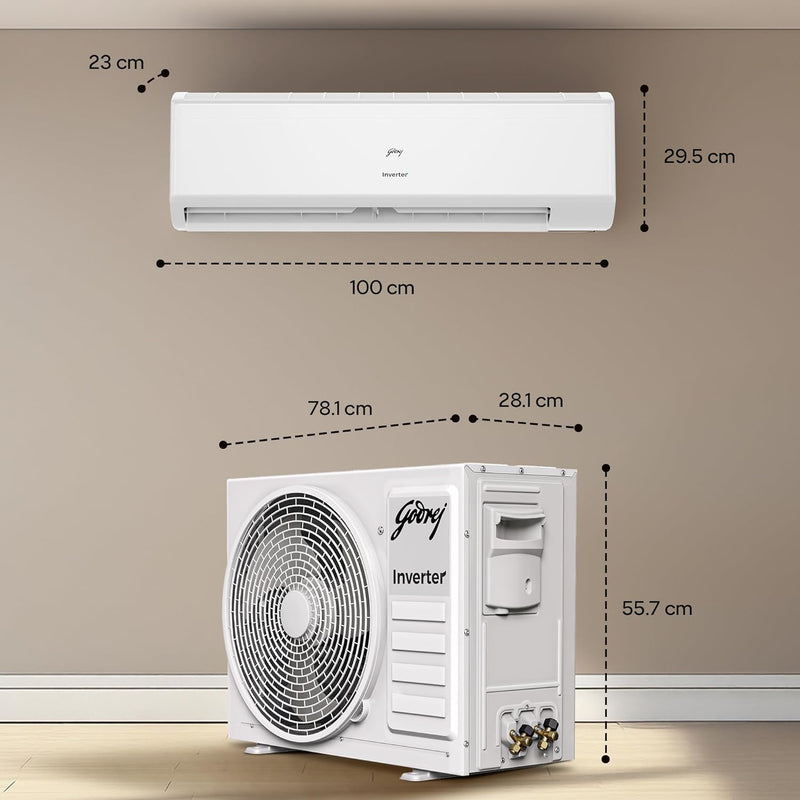 Godrej 1.5 Ton 5 Star Inverter Split AC (1.5T EI 18II5T WZS Split 5S, White)
