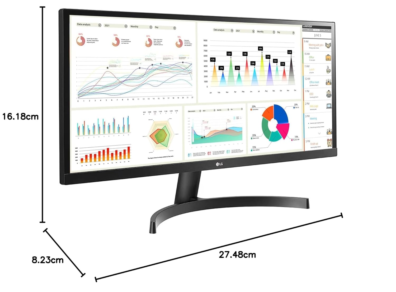 LG 29 inch WFHD LED Backlit IPS Panel with HDR 10, Black Stabilizer, Dynamic Action Sync, Dual Controller, OnScreen Control Immersive UltraWide Monitor (29WL500) (Spot on Screen Left Corner)