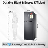 Samsung 256 L, 3 Star, Convertible, Digital Inverter with Display Frost Free Double Door Refrigerator (RT30C3733BX/HL, Luxe Black, 2024 Model)