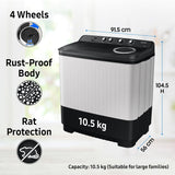 Samsung 10.5 kg, 5 star, Semi-Automatic Top Load Washing Machine (WT10C4260GG/TL, Air Turbo Drying)