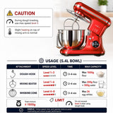 INALSA Professional Stand Mixer-Heavy Duty 1600 Watt Pure Copper Motor| 5.4L SS Bowl & 4.8 L Bowl|Touch Control with Digital Display|Includes Whisking Cone, Mixing Beater & Dough Hook, MixMaster Touch