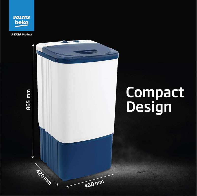 Voltas beko, A Tata Product 7.5 kg Semi-Automatic Top Load Single Tub Washing Machine (WST75UC/BLSSWH2PTD, Blue, Pulsator wash method)