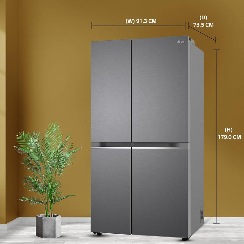 LG 655 L Frost Free Side by Side Refrigerator with Smart Inverter Compressor, Express Freeze & Multi Air-Flow (Dazzle Steel, GL-B257HDSY)