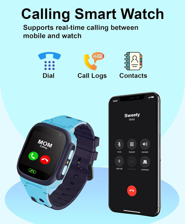 SMITCH Kids' Affordable Smartwatch with Camera, 2G Calling, Location Track, Games - Perfect for Girls and Boys (Blue)