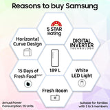 Samsung 189 L, 5 Star, Digital Inverter, Direct-Cool Single Door Refrigerator (RR21H2H25RZ/HL, Midnight Blossom Red, Base Stand Drawer, Single Touch Defrost, )