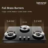Beyond Appliances Quantum Pro 3 Burner | Gas Saver Stove | 5 Star Energy Rated | Auto Ignition | 77% Energy Efficient| Full Brass burners | LPG & PNG | ISI & LERC Certified