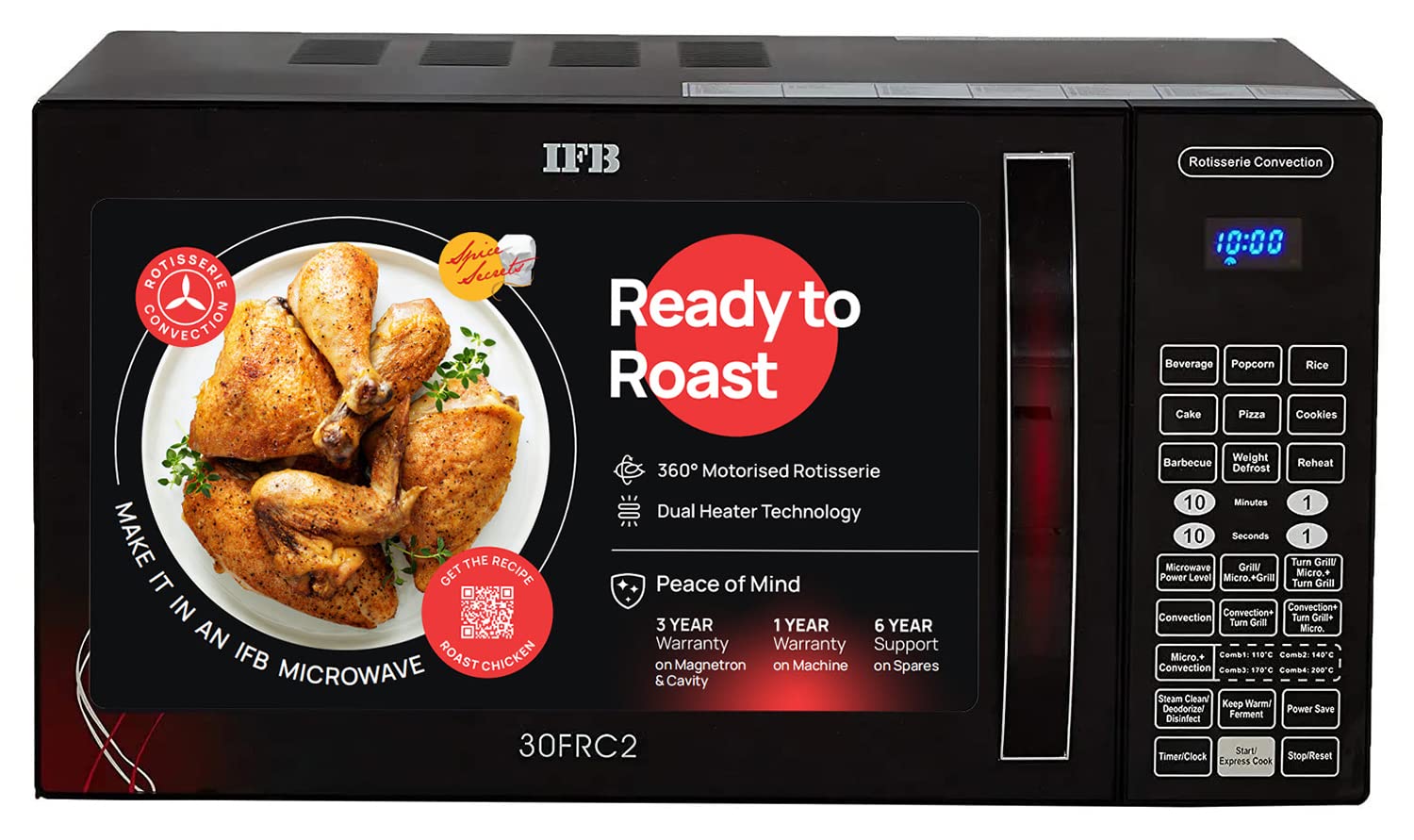 IFB 30 L 360 Motorised Rotisserie, Dual heater technology Convection Microwave Oven (MICRO WAVE OVEN 30FRC2, Black)